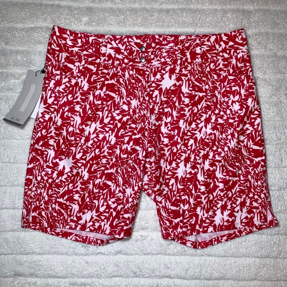 NWT Adidas Pink and White Printed Golf Shorts